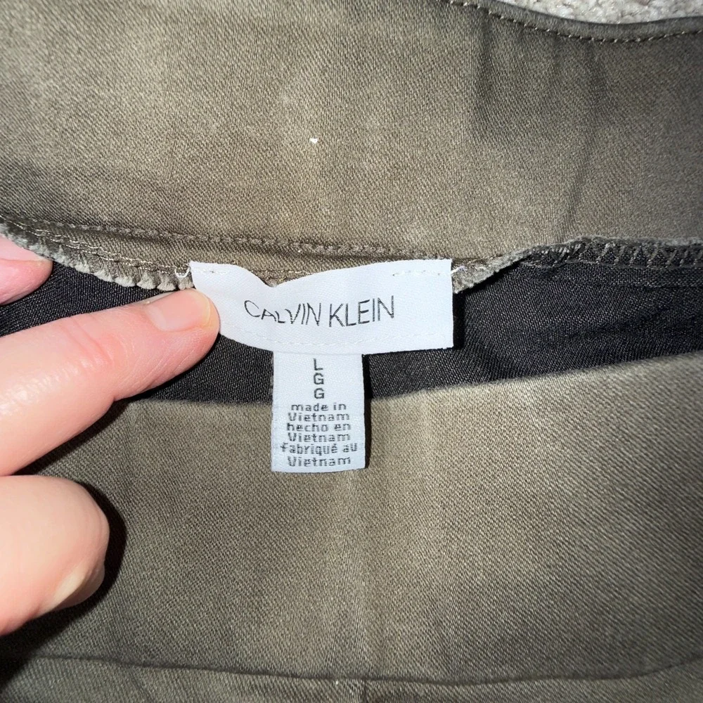 Calvin Klein Cargo Pants‎ Mens Large Green Stretch Mid Rise Straight Leg Pull On